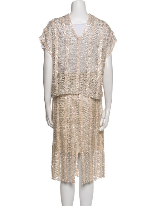 Brunello Cucinelli Linen Glitter Accents Skirt Set