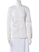 Brunello Cucinelli Mock Neck Long Sleeve Button-Up Top