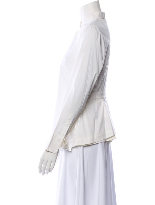 Brunello Cucinelli Mock Neck Long Sleeve Button-Up Top