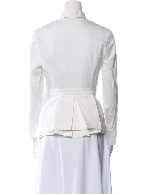 Brunello Cucinelli Mock Neck Long Sleeve Button-Up Top