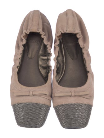 Brunello Cucinelli Monili Suede Ballet Flats
