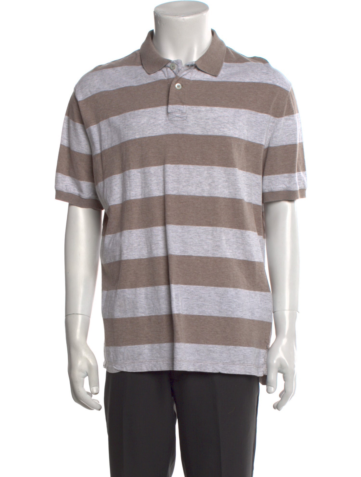 Brunello Cucinelli Striped Collar Polo Shirt