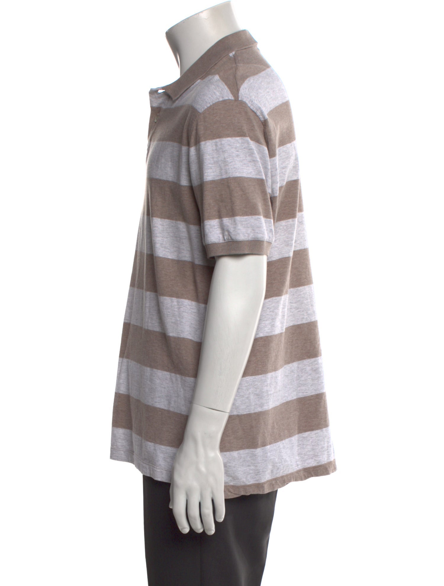 Brunello Cucinelli Striped Collar Polo Shirt