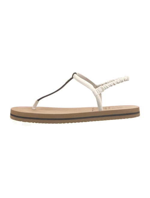 Brunello Cucinelli Monili Leather T-Strap Sandals