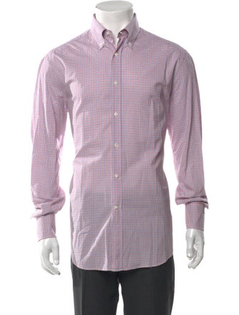 Brunello Cucinelli Plaid Print Long Sleeve Dress Shirt