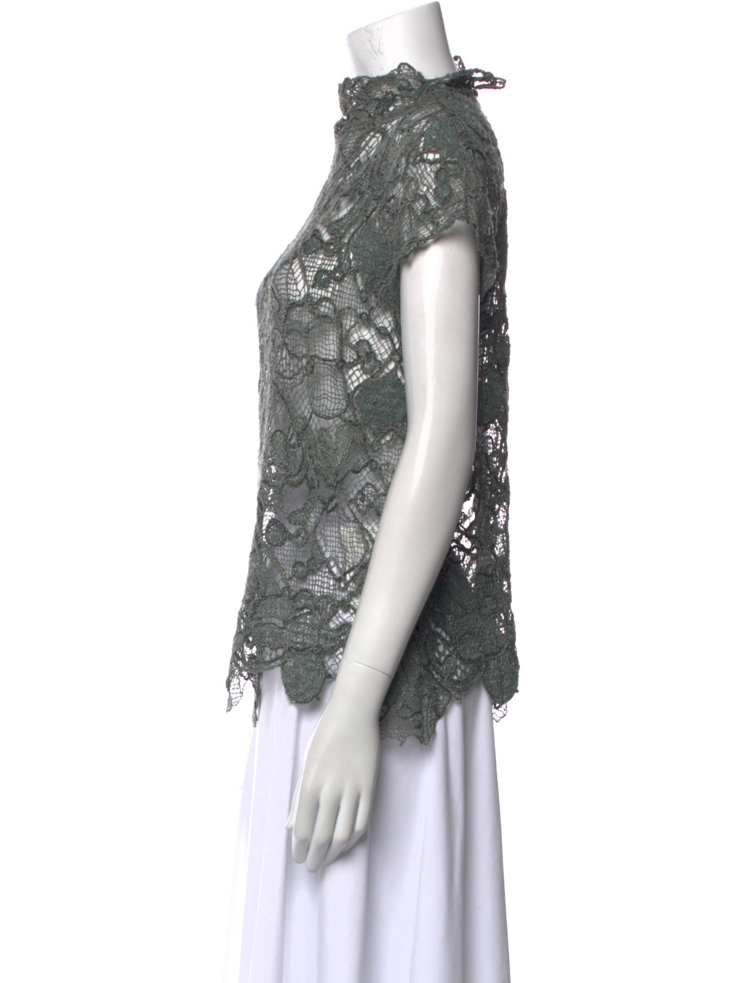 Brunello Cucinelli Mock Neck Short Sleeve Blouse