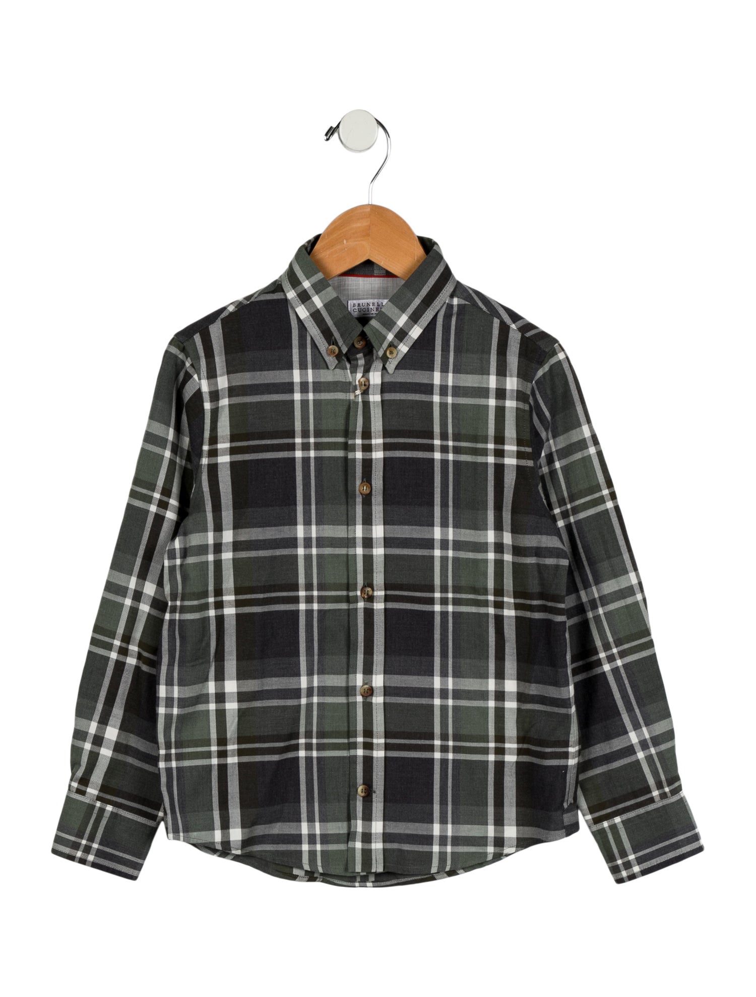 Brunello Cucinelli Boys' Plaid Dress Shirt w/Tags