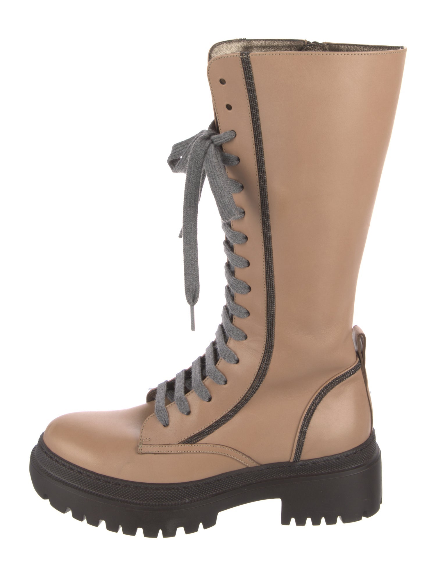 Brunello Cucinelli Leather Combat Boots