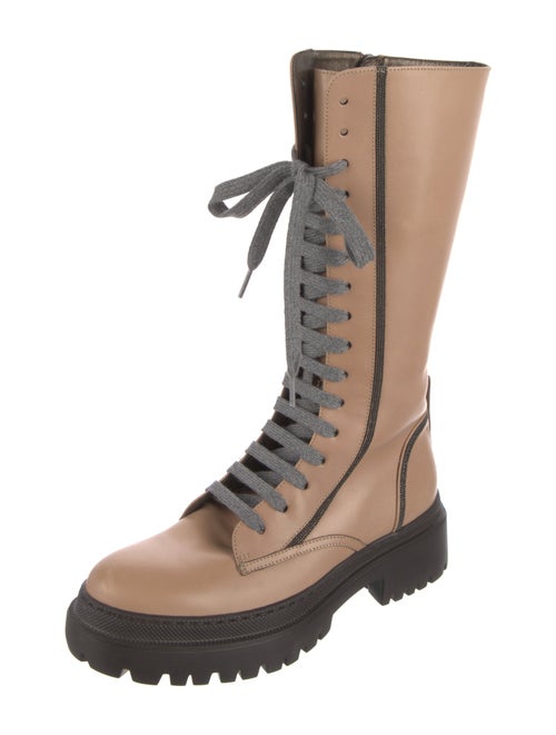 Brunello Cucinelli Leather Combat Boots