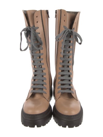 Brunello Cucinelli Leather Combat Boots