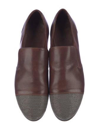 Brunello Cucinelli Leather Beaded Accents Loafers