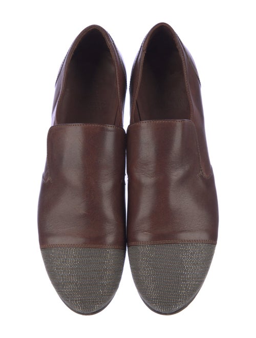 Brunello Cucinelli Leather Beaded Accents Loafers