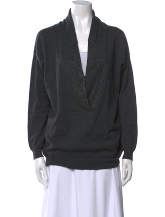 Brunello Cucinelli Cashmere Plunge Neckline Sweater