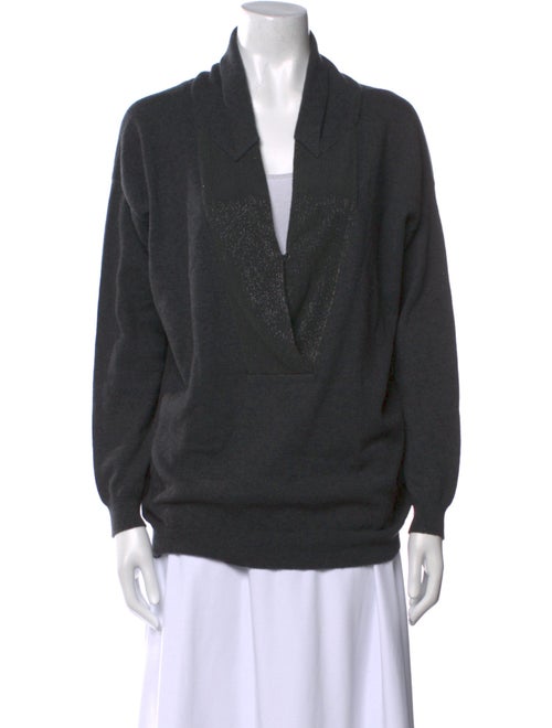 Brunello Cucinelli Cashmere Plunge Neckline Sweater
