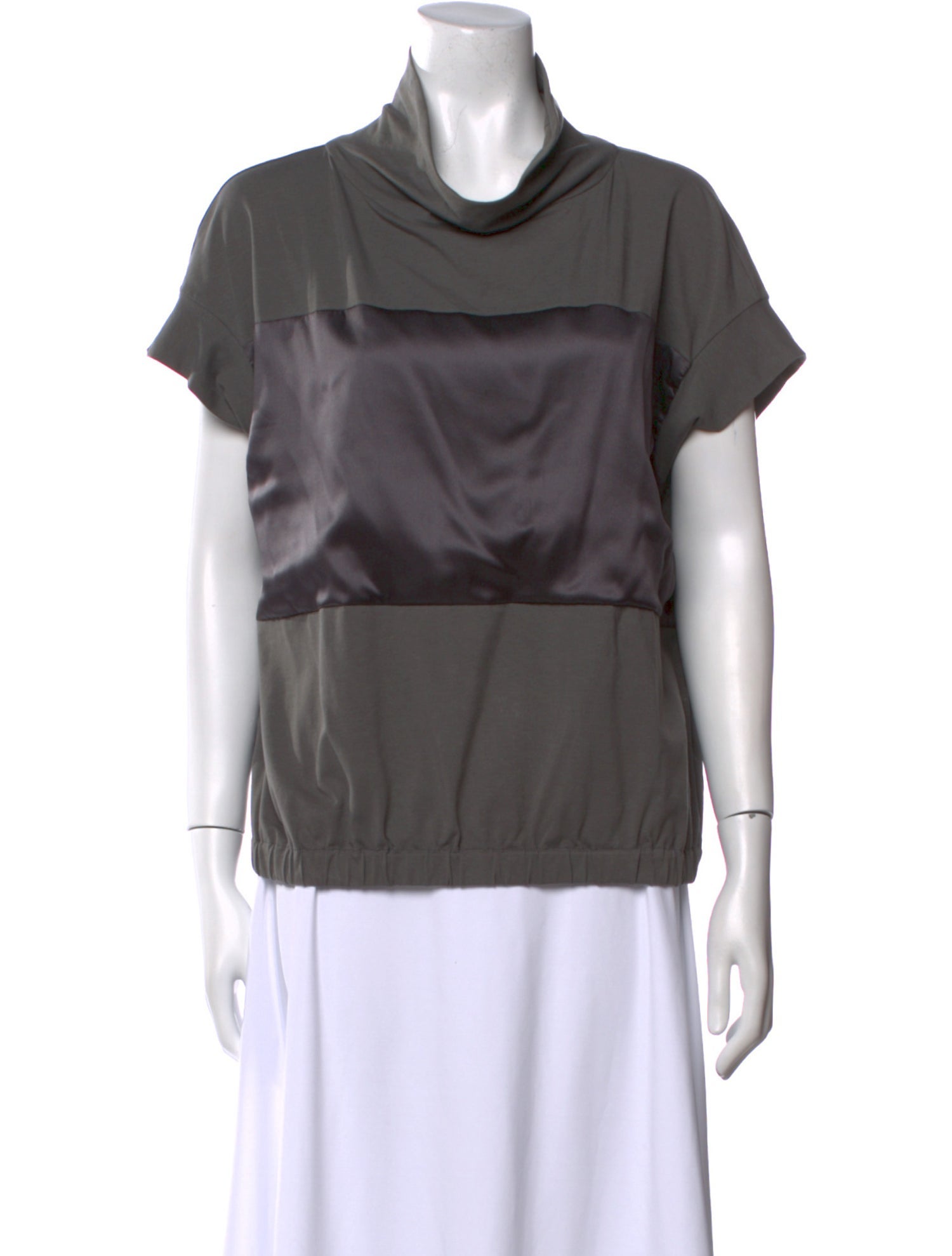 Brunello Cucinelli Cowl Neck Short Sleeve Top
