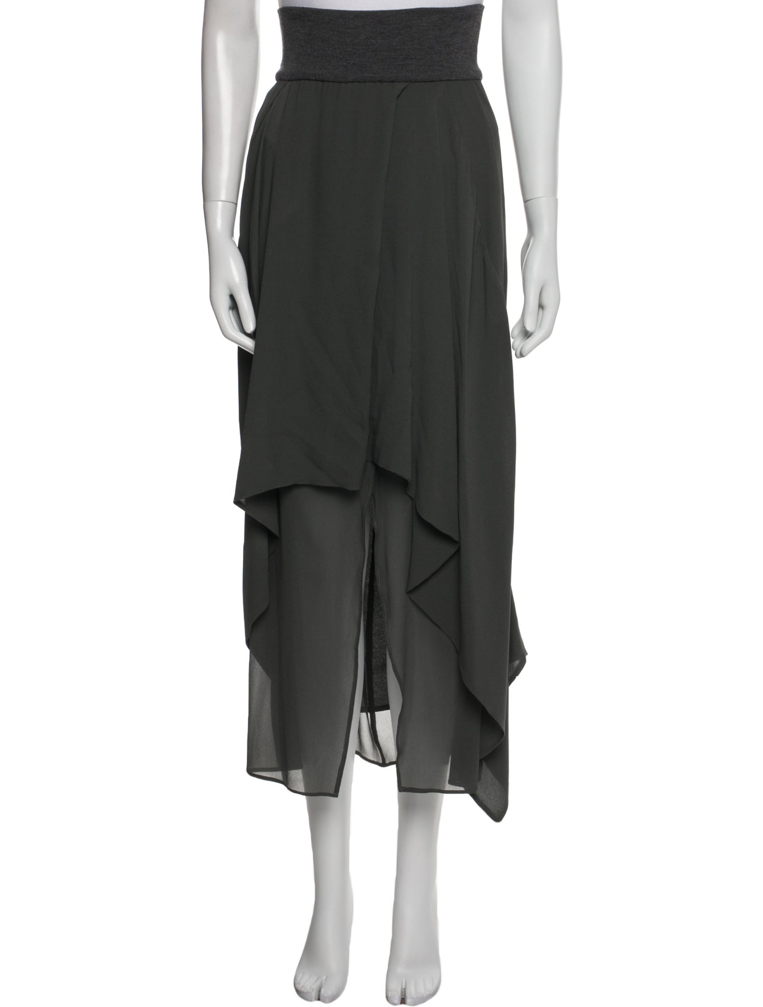 Brunello Cucinelli Silk Midi Length Skirt