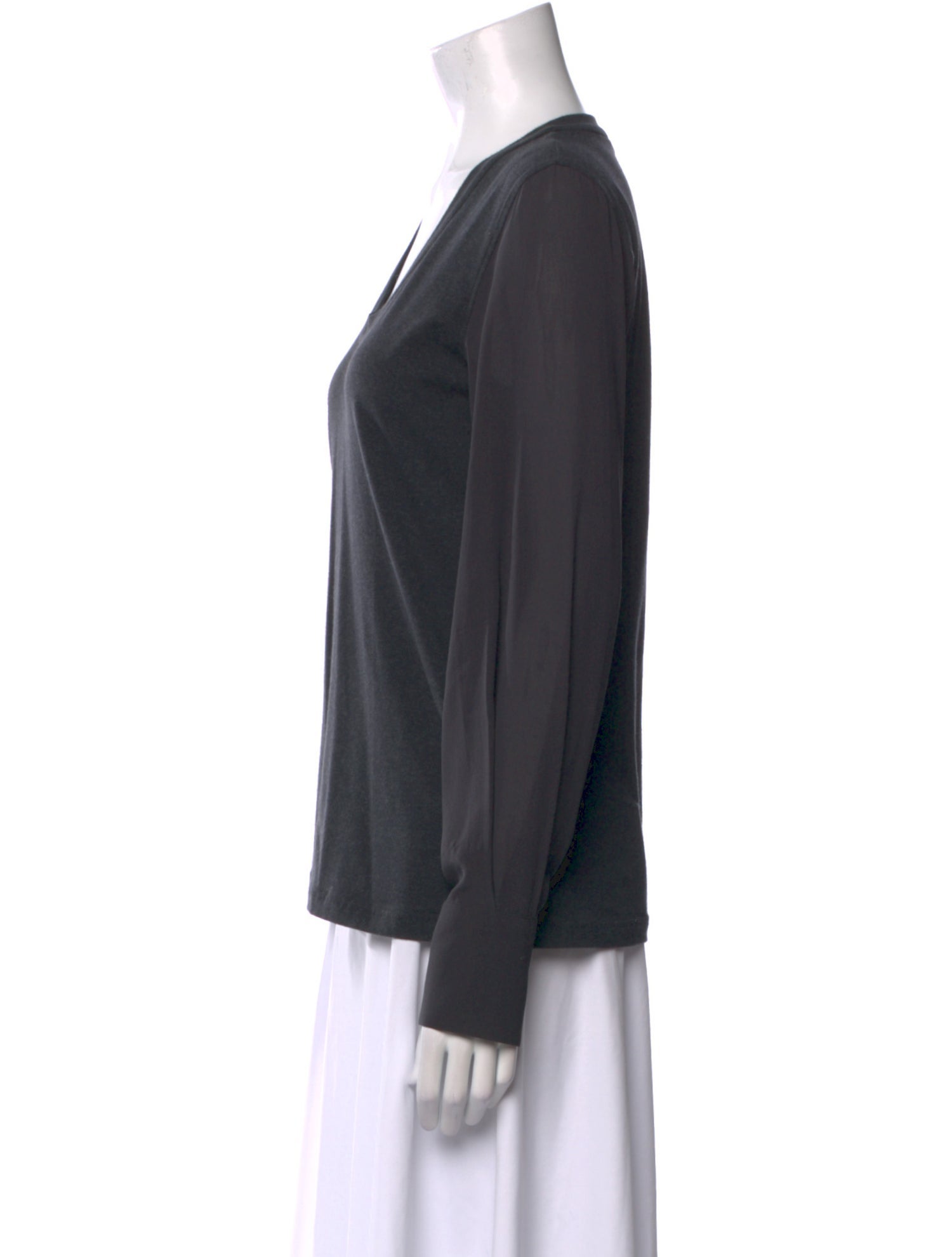 Brunello Cucinelli V-Neck Long Sleeve Top