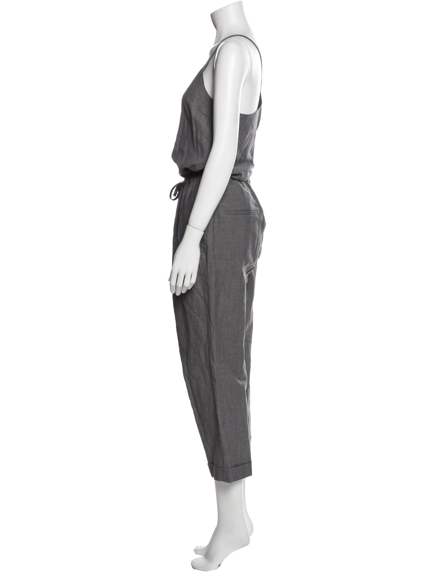 Brunello Cucinelli Virgin Wool V-Neck Jumpsuit