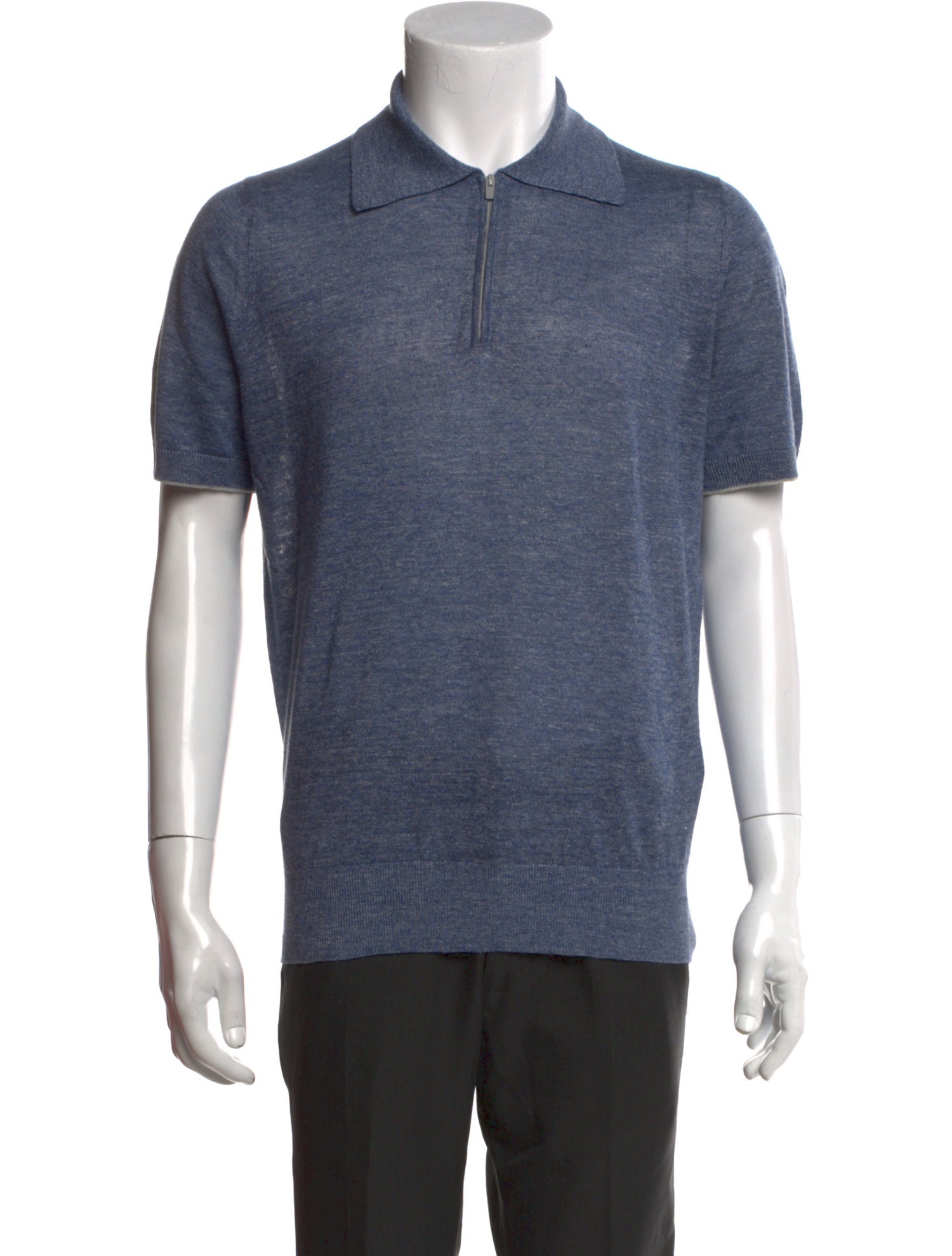 Brunello Cucinelli Linen Collar Polo Shirt