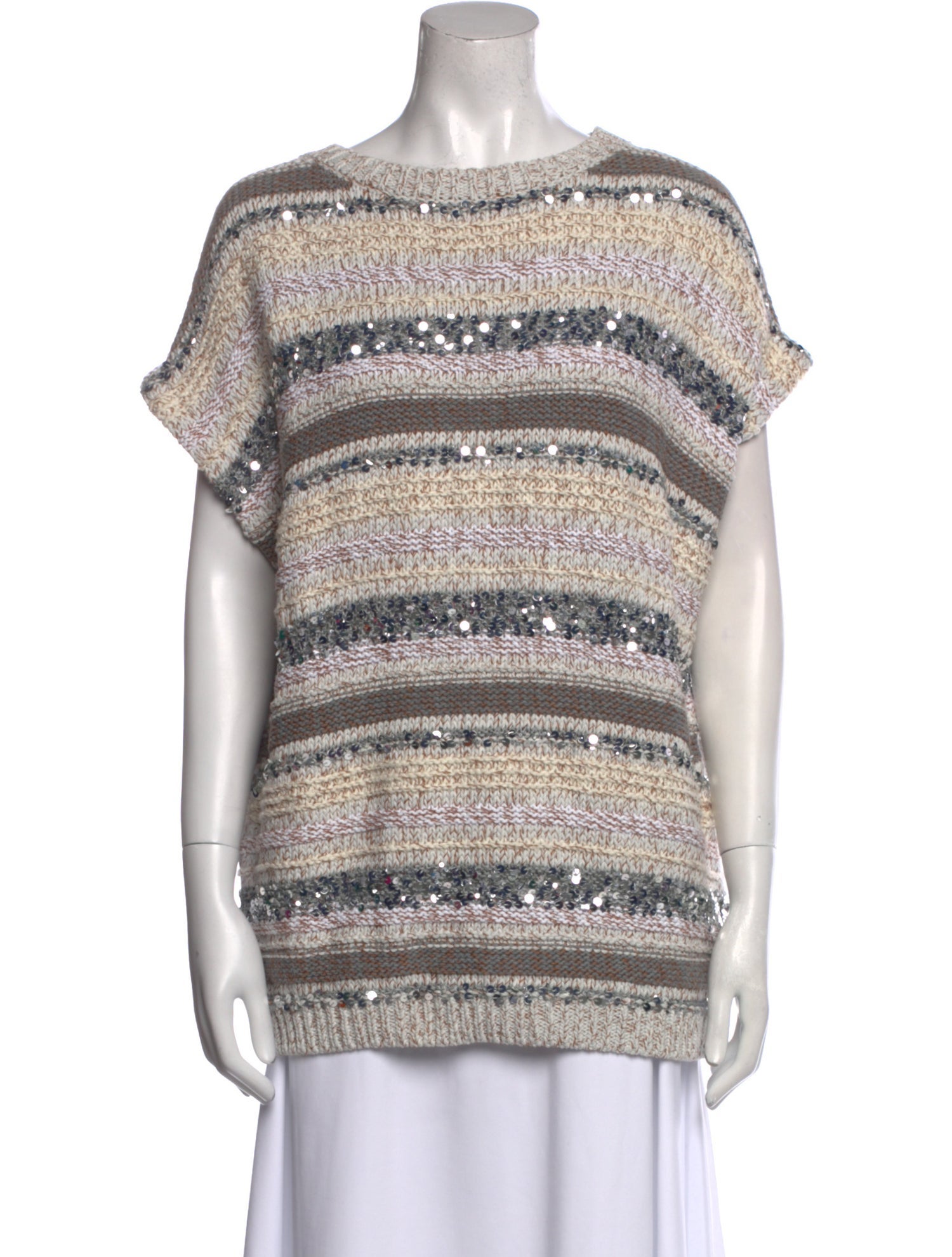 Brunello Cucinelli Striped Scoop Neck Sweater