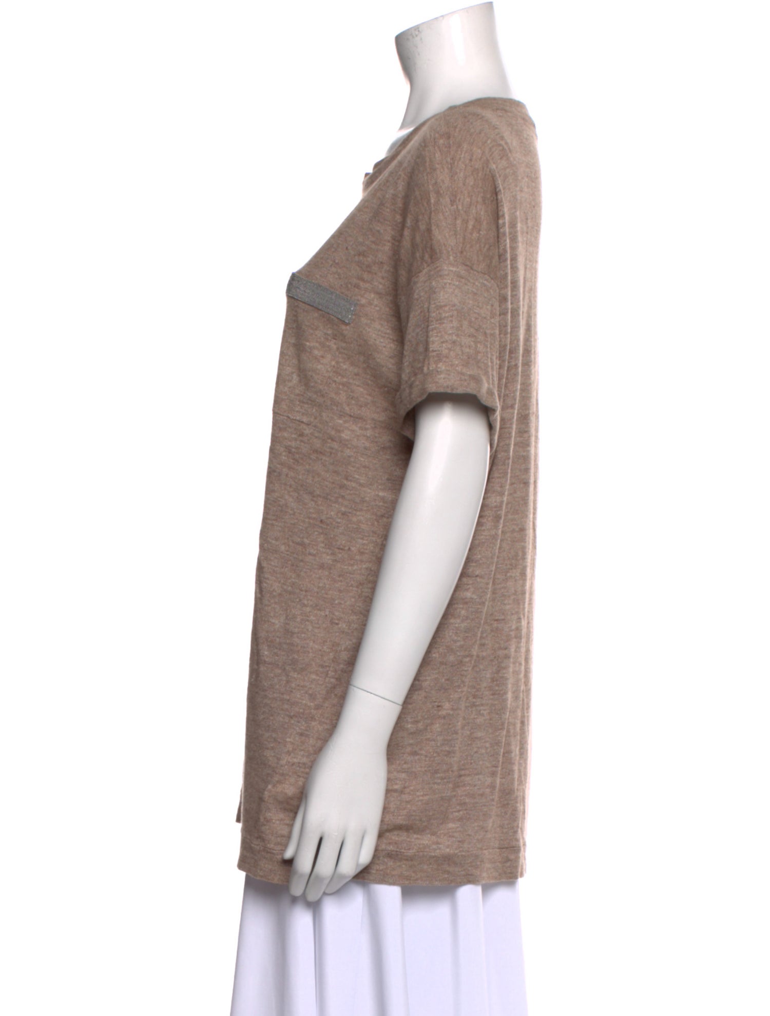 Brunello Cucinelli Linen Scoop Neck T-Shirt