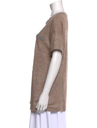 Brunello Cucinelli Linen Scoop Neck T-Shirt