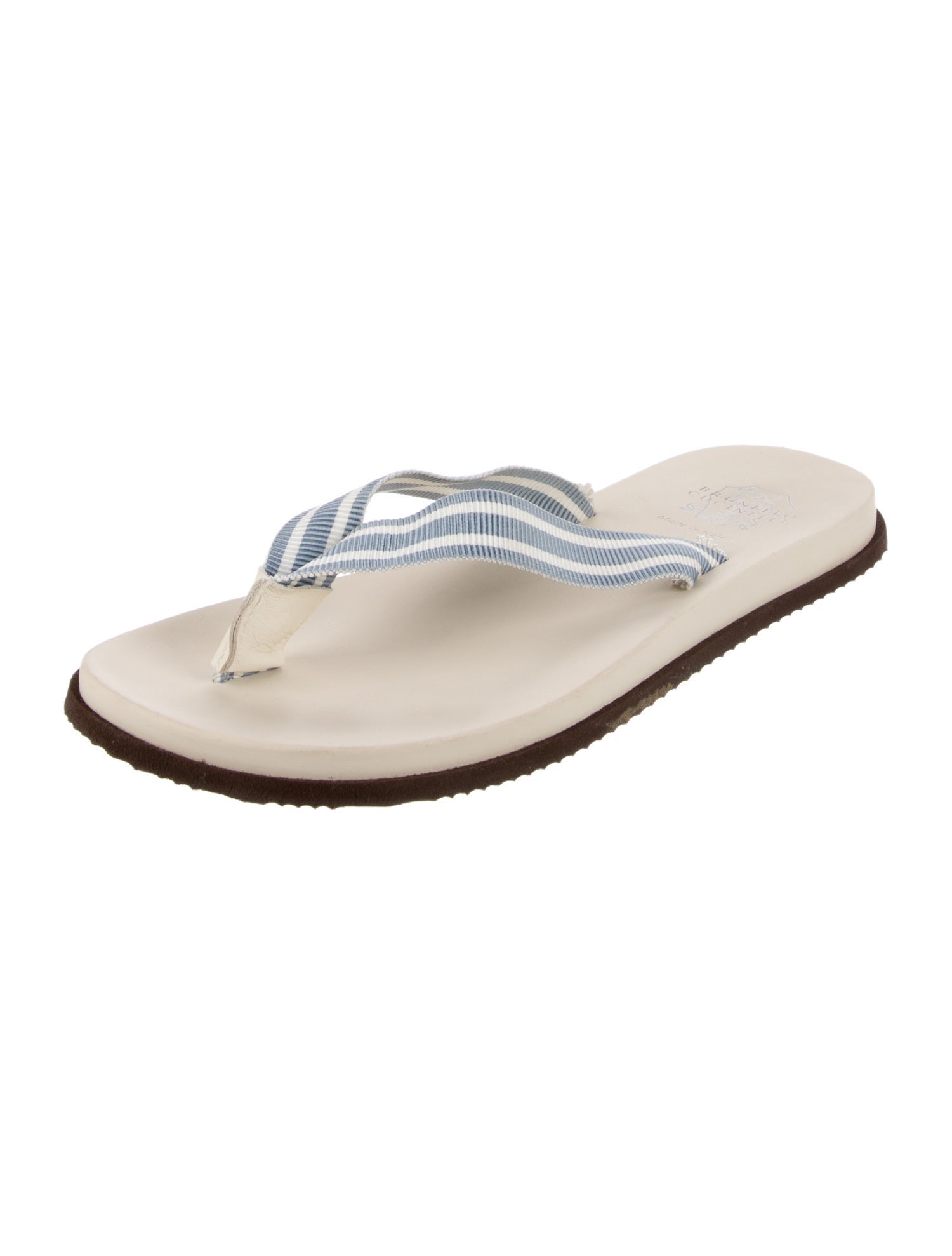 Brunello Cucinelli Striped Flip Flops