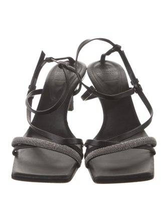 Brunello Cucinelli Monili Leather Slingback Sandals