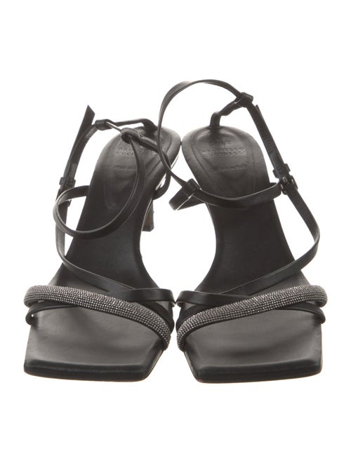 Brunello Cucinelli Monili Leather Slingback Sandals