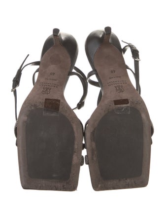 Brunello Cucinelli Monili Leather Slingback Sandals