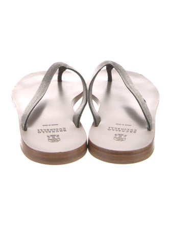 Brunello Cucinelli Monili Leather Flip Flops