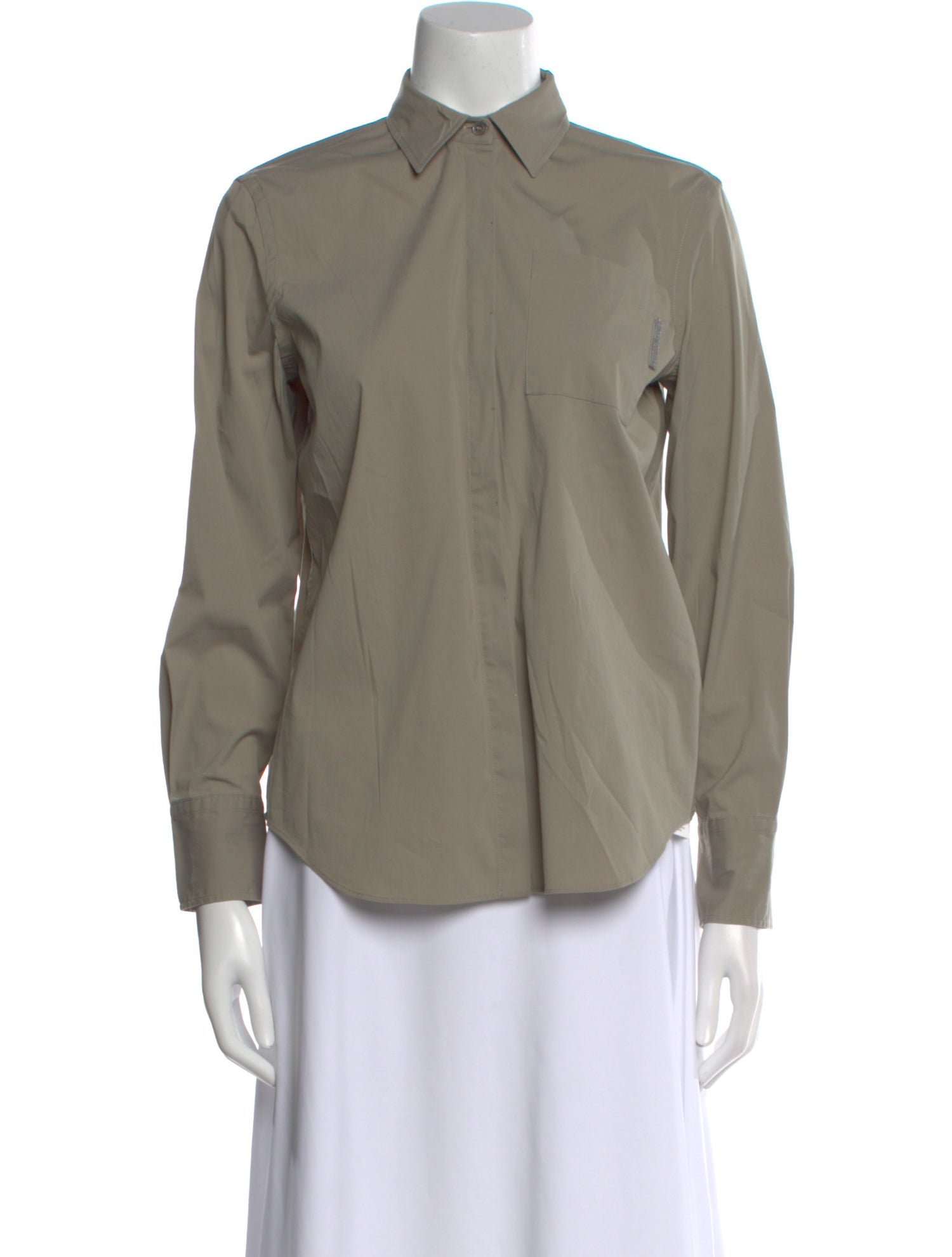 Brunello Cucinelli Long Sleeve Button-Up Top