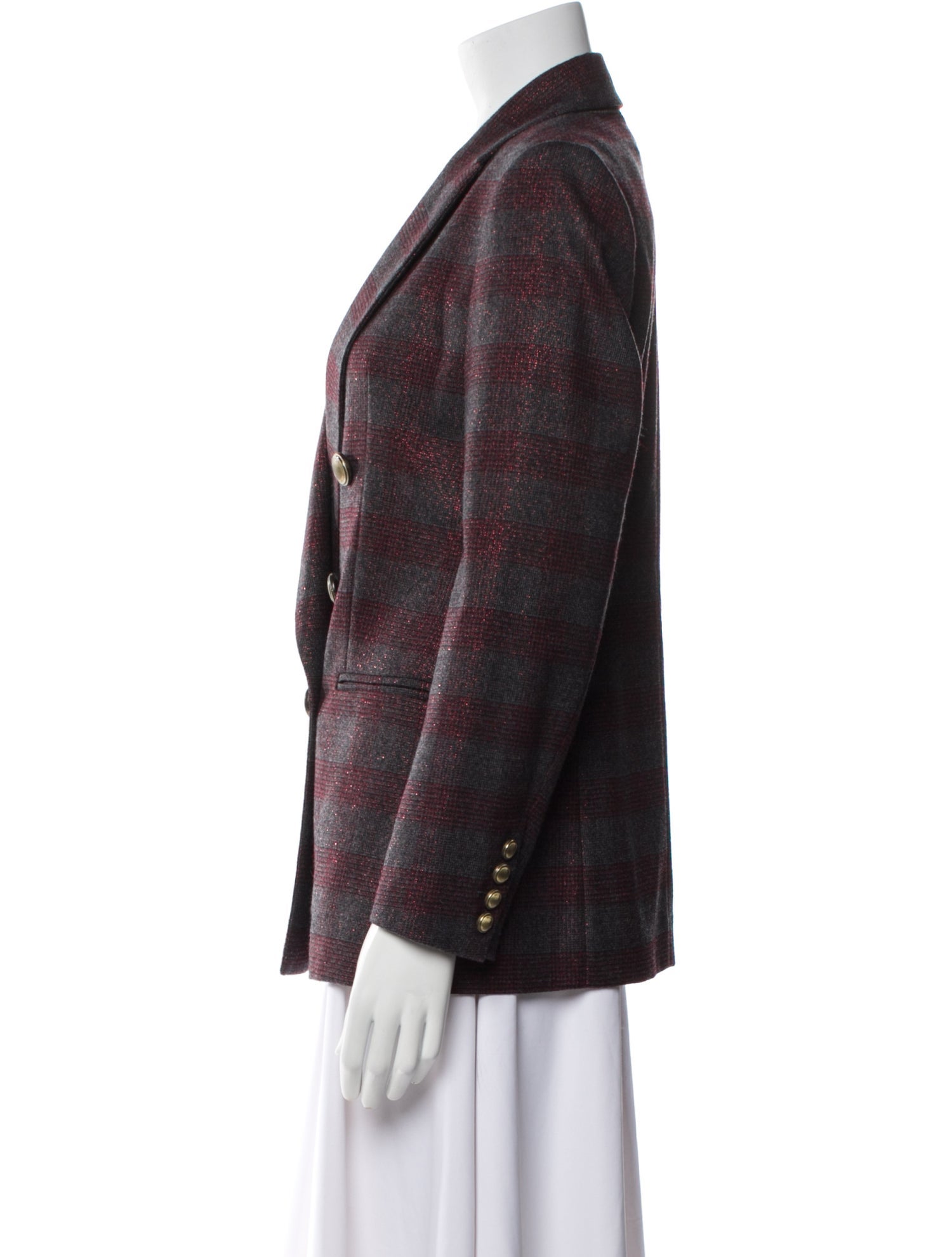 Brunello Cucinelli Virgin Wool Plaid Print Blazer