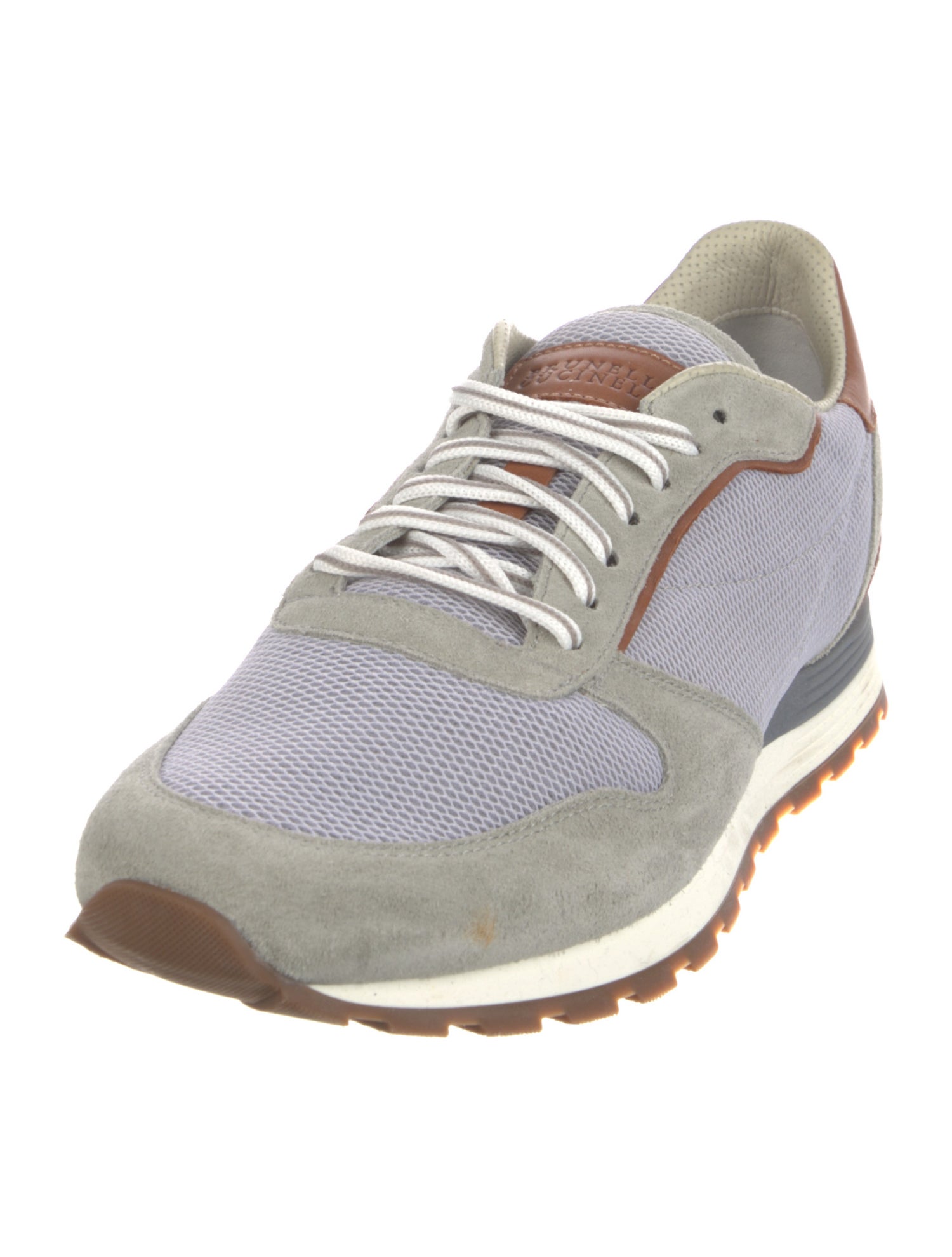 Brunello Cucinelli Suede Colorblock Pattern Sneakers