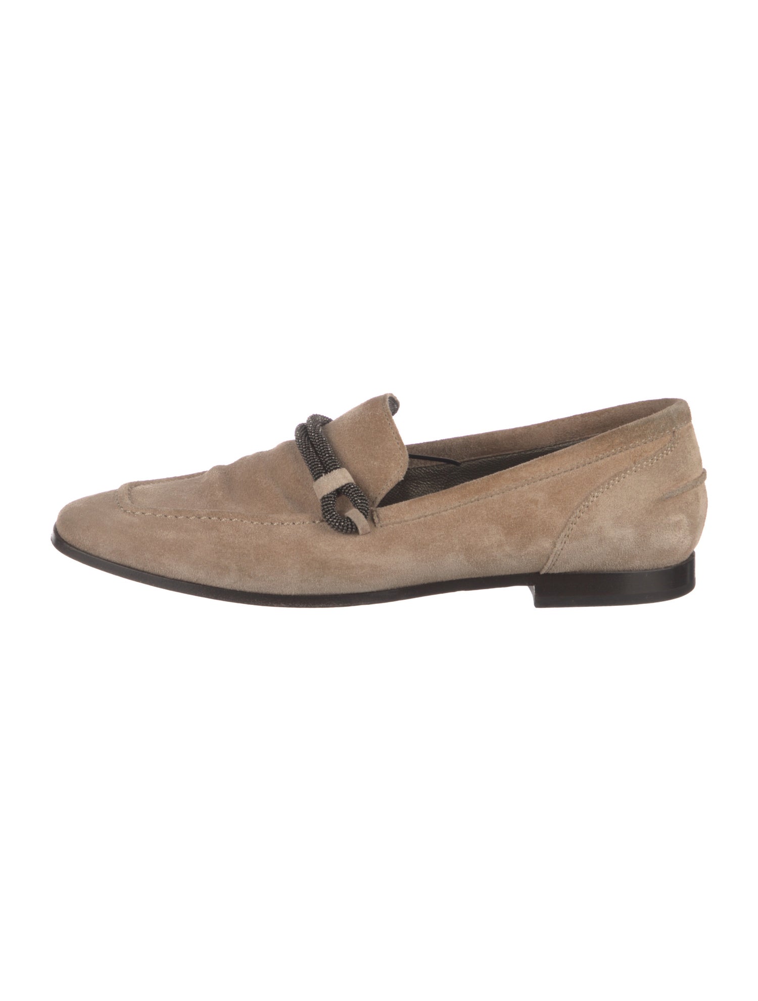 Brunello Cucinelli Suede Beaded Accents Loafers
