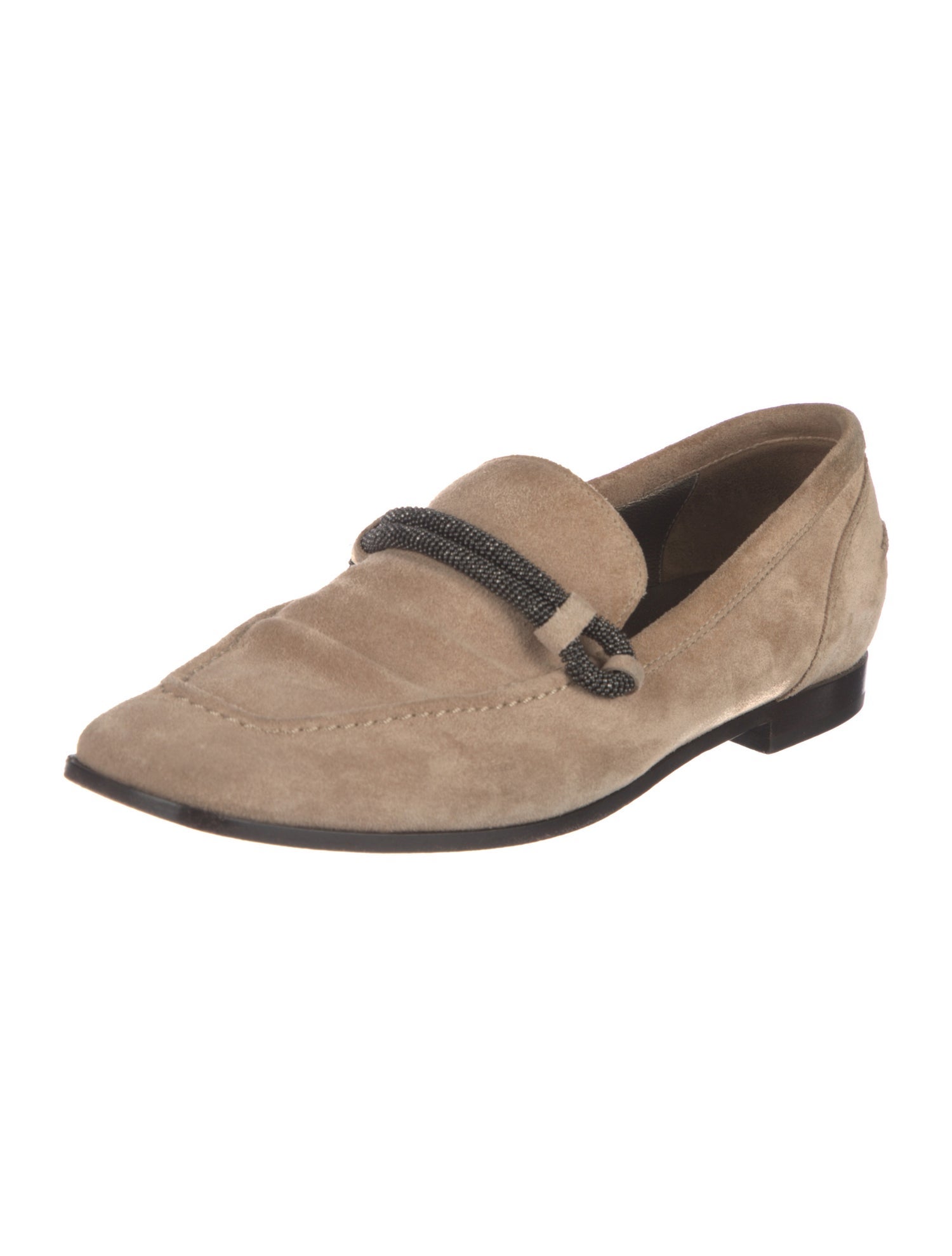 Brunello Cucinelli Suede Beaded Accents Loafers