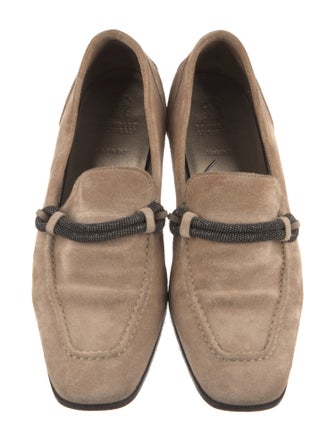 Brunello Cucinelli Suede Beaded Accents Loafers