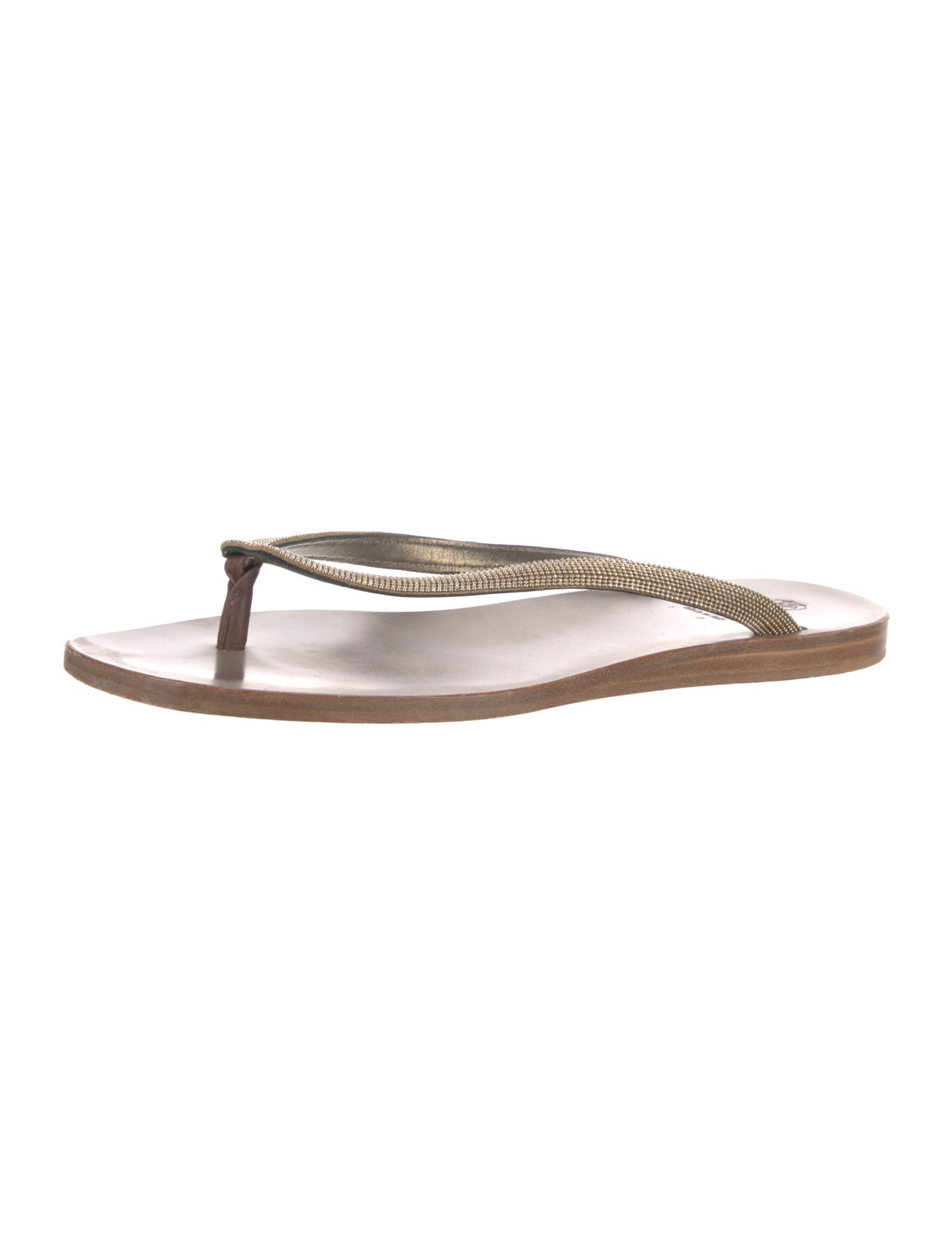 Brunello Cucinelli Monili Leather Slides