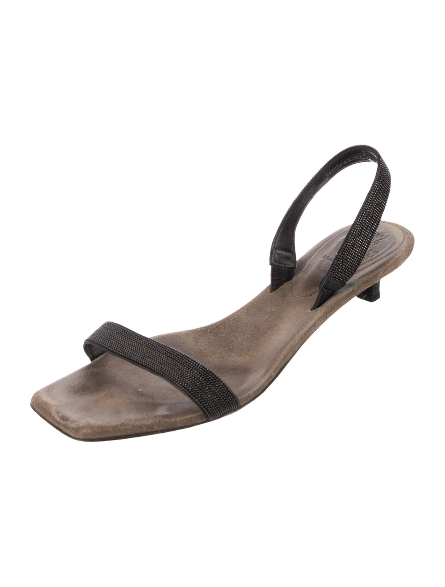 Brunello Cucinelli Monili Suede Slingback Sandals