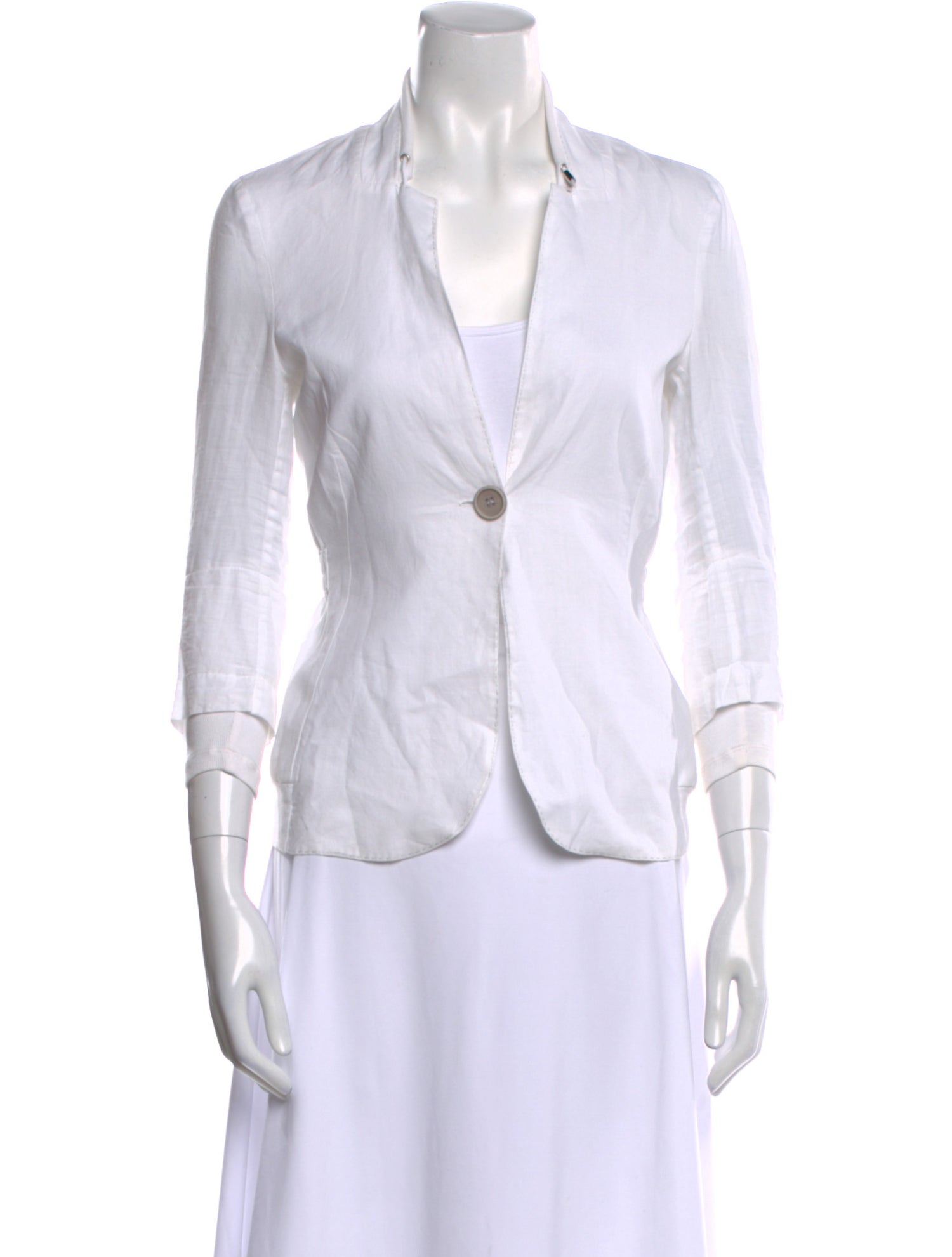 Brunello Cucinelli V-Neck Three-Quarter Sleeve Button-Up Top