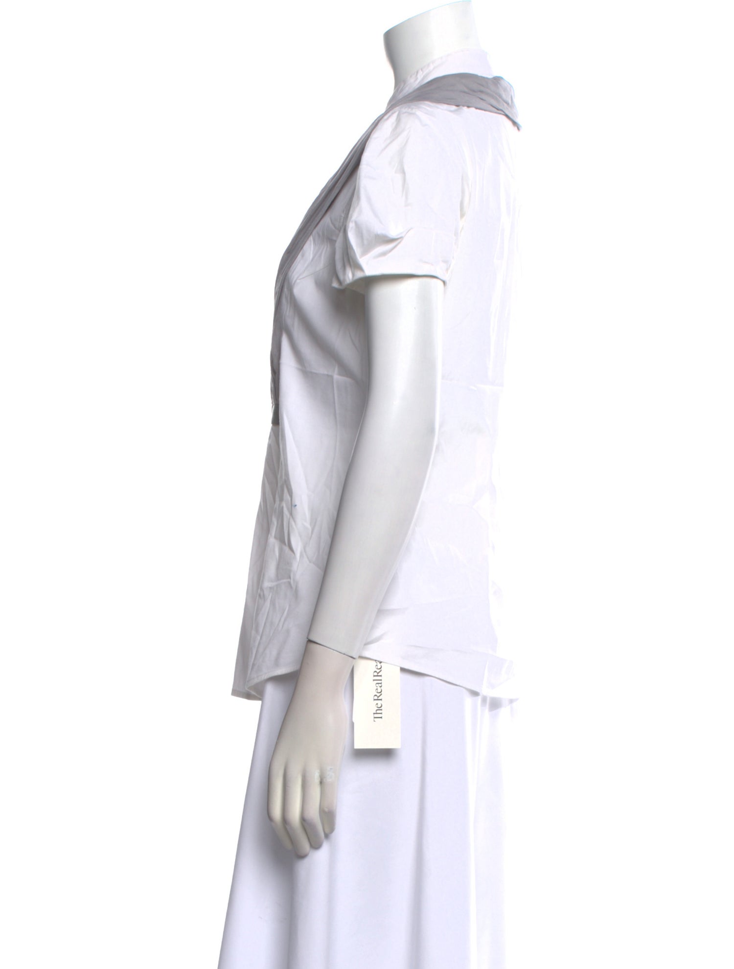 Brunello Cucinelli V-Neck Short Sleeve Button-Up Top