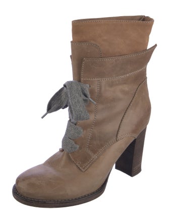 Brunello Cucinelli Leather Combat Boots