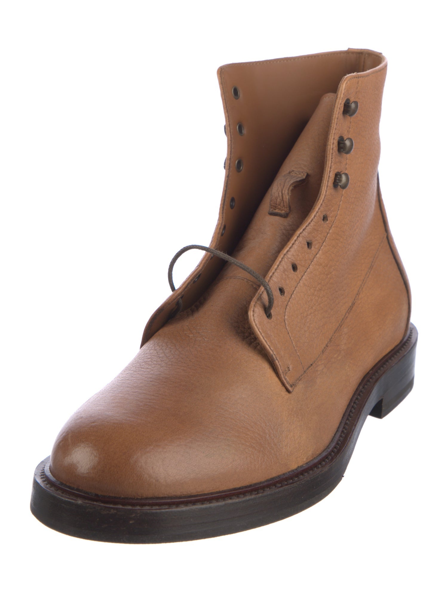 Brunello Cucinelli Leather Lace-Up Boots