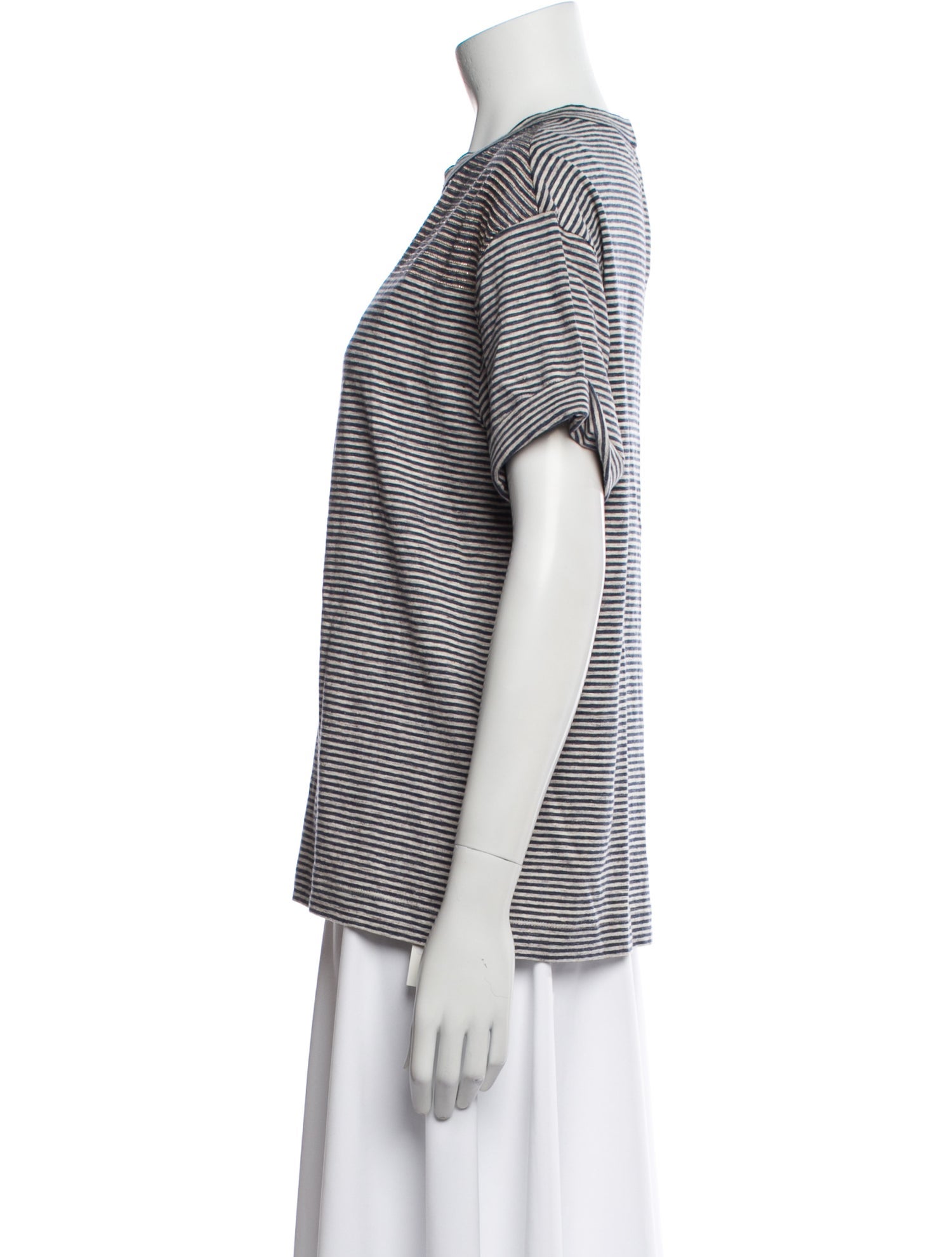 Brunello Cucinelli Linen Striped T-Shirt