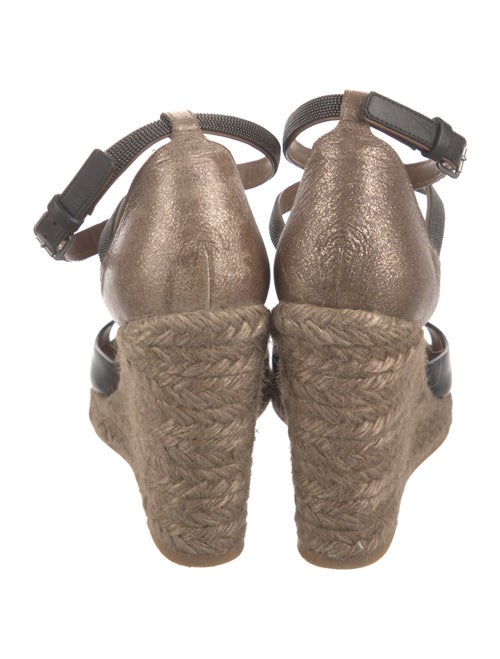 Brunello Cucinelli Leather Colorblock Pattern Espadrilles