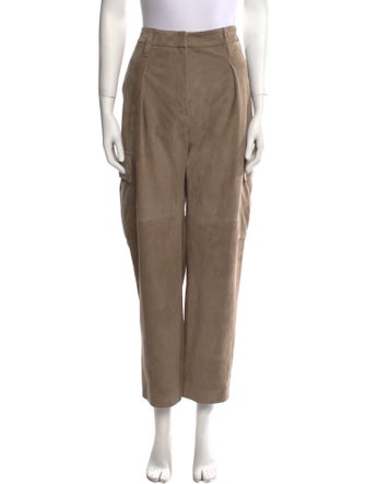 Brunello Cucinelli Leather Straight Leg Pants