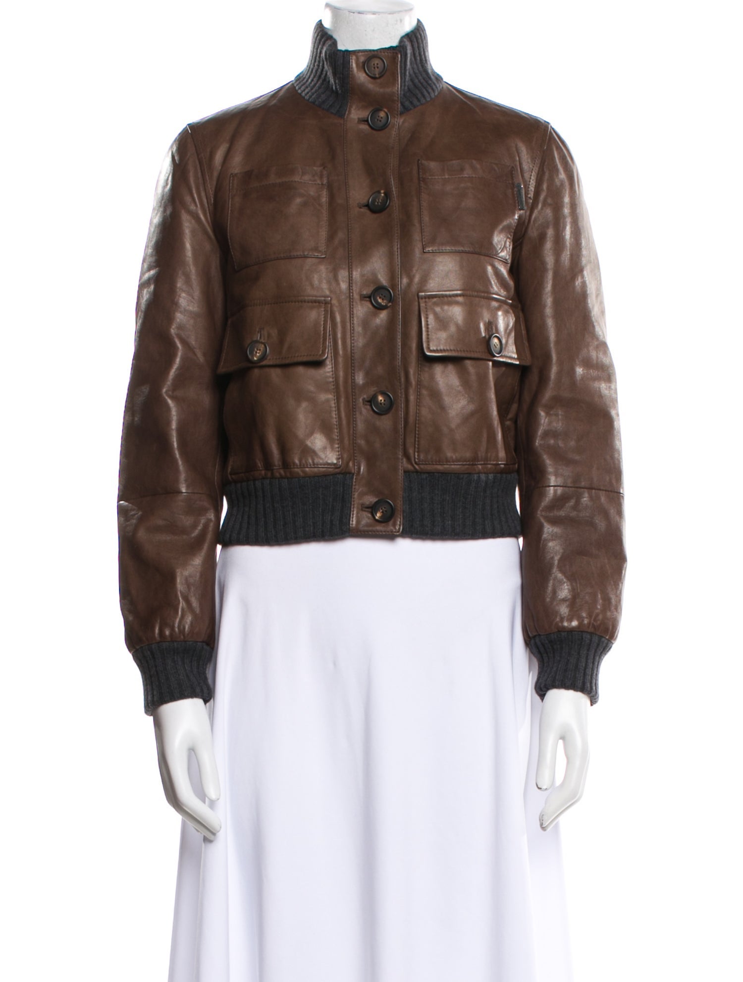 Brunello Cucinelli Leather Bomber Jacket
