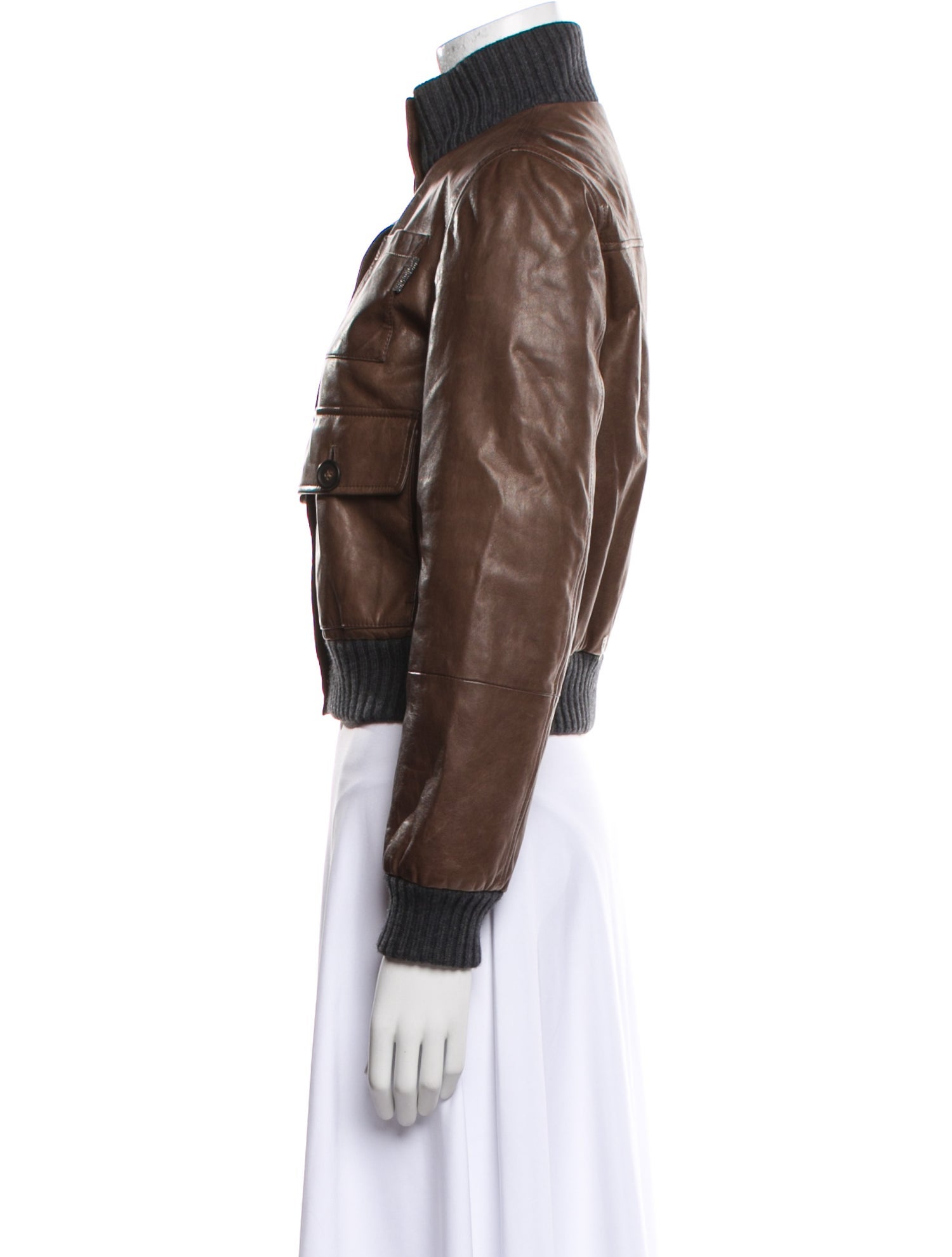 Brunello Cucinelli Leather Bomber Jacket