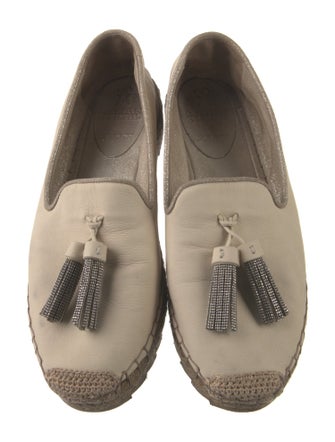 Brunello Cucinelli Leather Tassel Accents Espadrilles