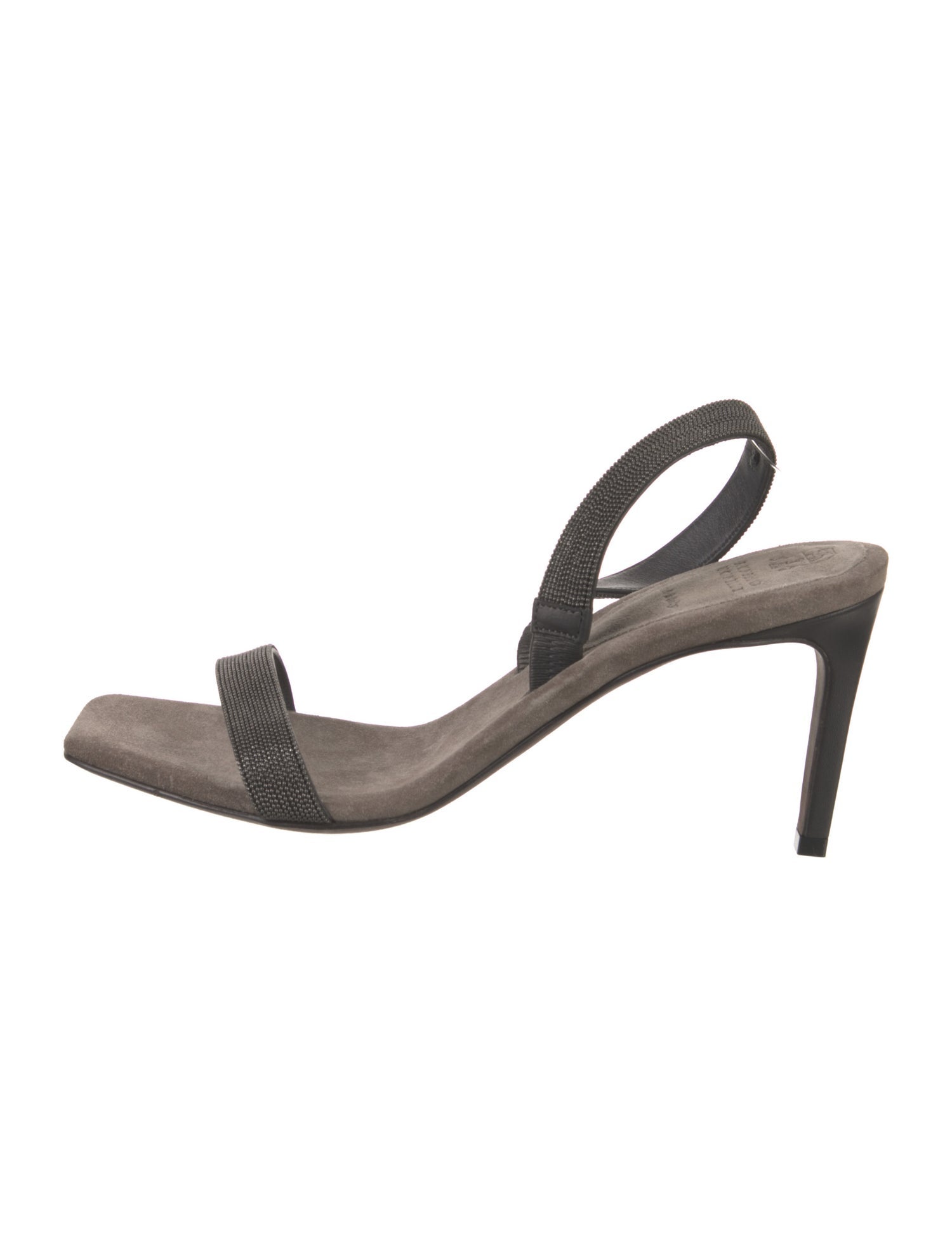 Brunello Cucinelli Monili Suede Slingback Sandals